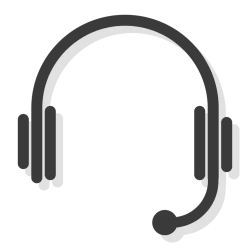 Graues Headset-Symbol mit einem Mikrofon, das an einem der Ohrmuscheln befestigt ist.