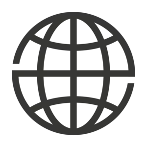 Symbol einer Weltkugel mit Längs- und Breitengraden