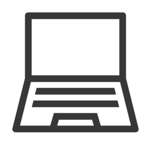 Symbol eines geöffenten Laptops mit Bildschirm und Tastatur