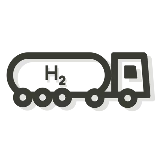 Graues Symbol eines LKW auf welchem H2 steht