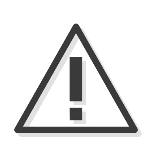 Graues Warnsymbol in Form eines Dreiecks mit einem Ausrufezeichen in der Mitte.